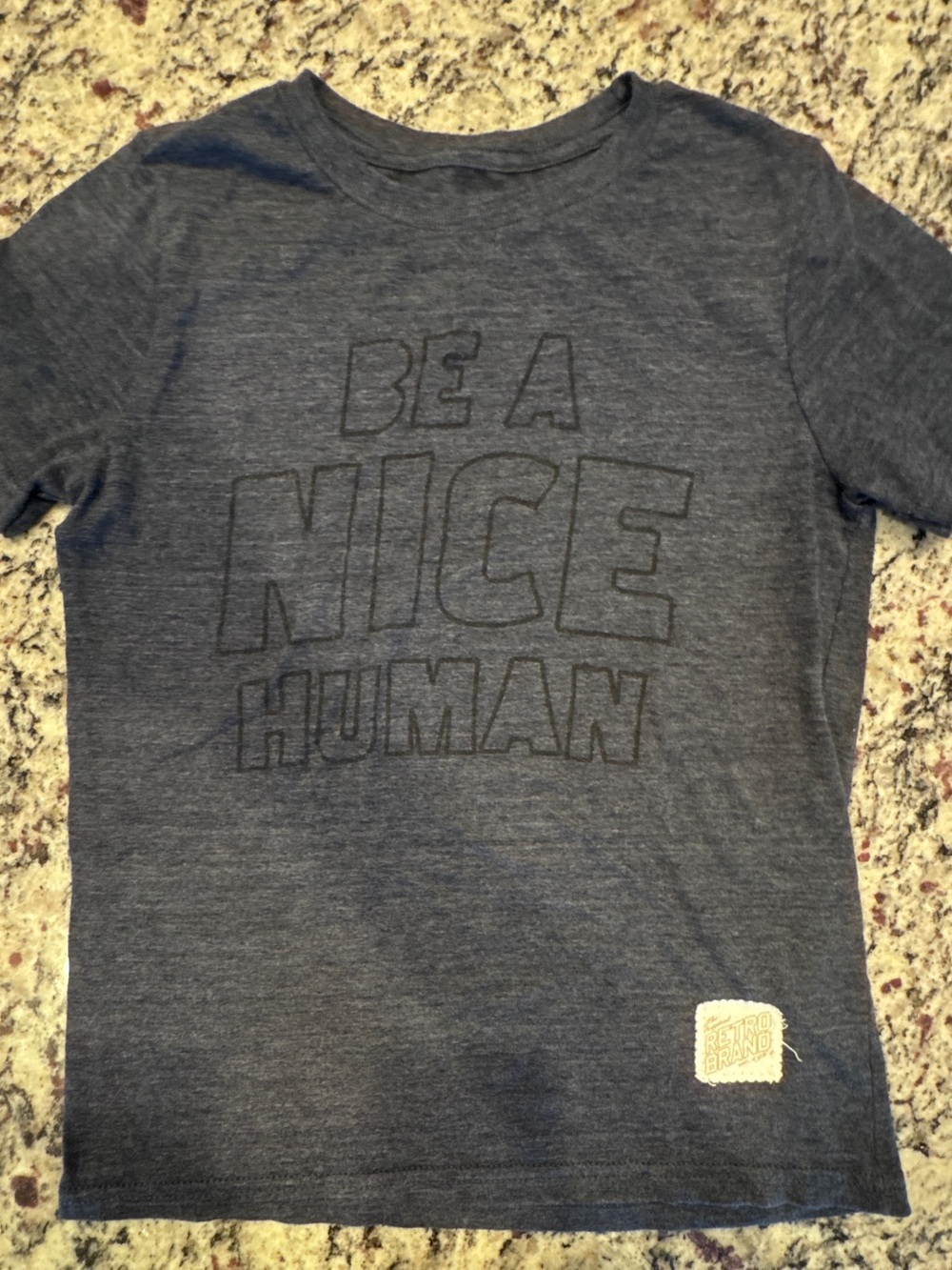 Kids "Be A Nice Human" Short Sleeve Tee - Navy Grey
